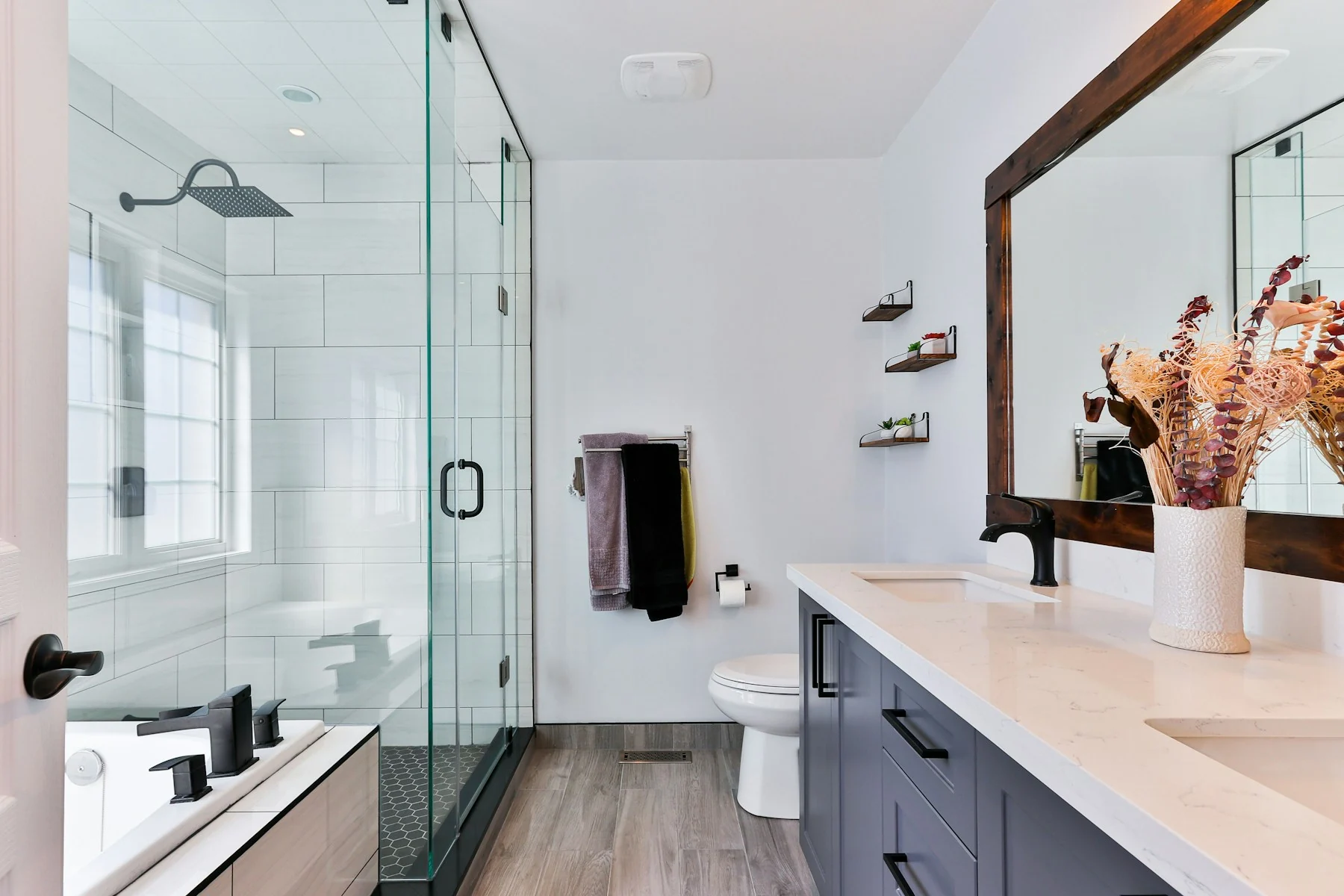 A clean bathroom prepared for use