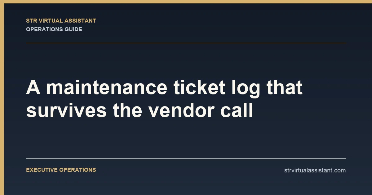 A maintenance ticket log that survives the vendor call