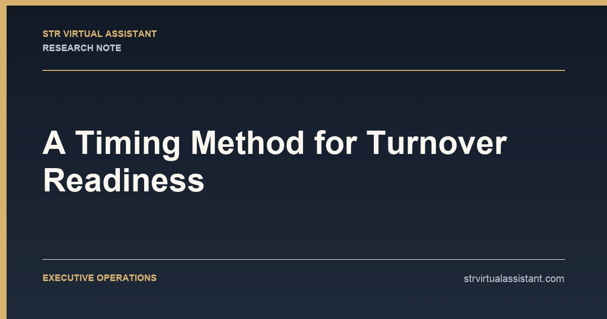 A Timing Method for Turnover Readiness